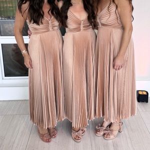 A.L.C. Pleated Satin Maxi Dress in Gold